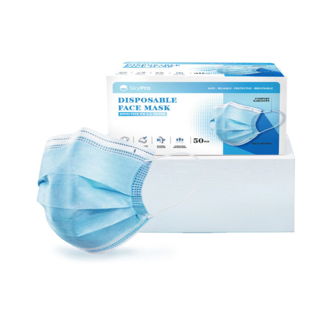 Three-Player Disposable Respirators & Masks Black with Blue