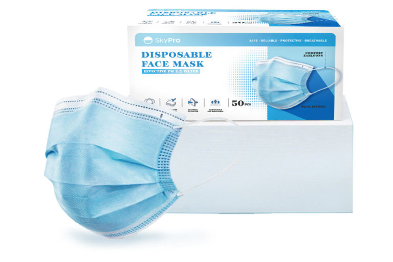 Three-Player Disposable Respirators & Masks Black with Blue