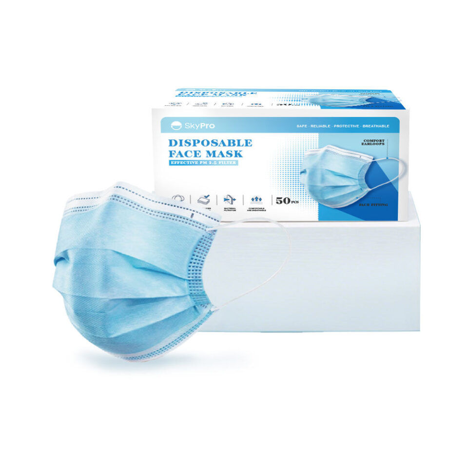 Three-Player Disposable Respirators & Masks Black with Blue